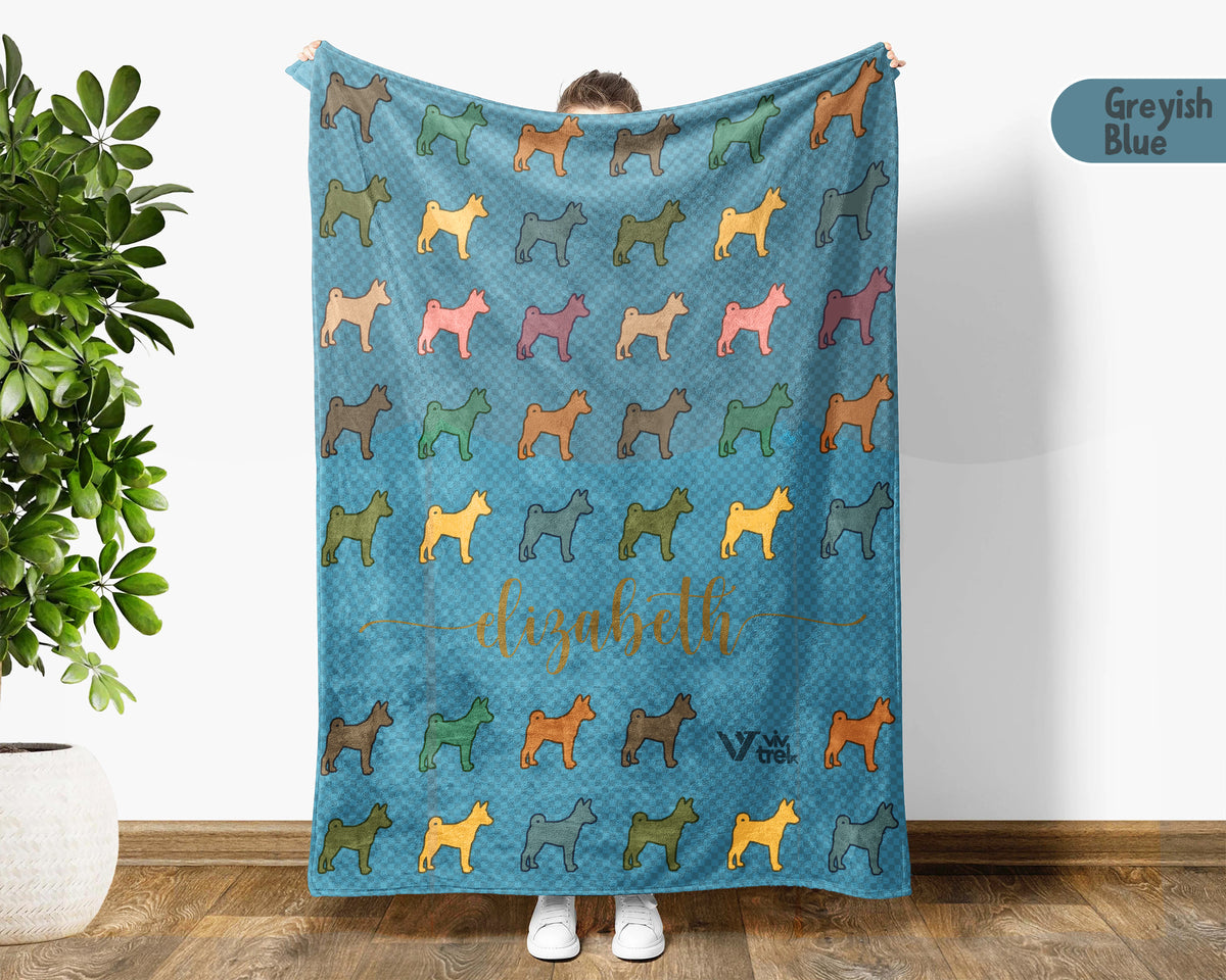 Personalized Basenji Dog Throw Custom Name Pet Lover Blanket Retro Breed Design Barkless Dog Gift Unique Cozy Home Accent