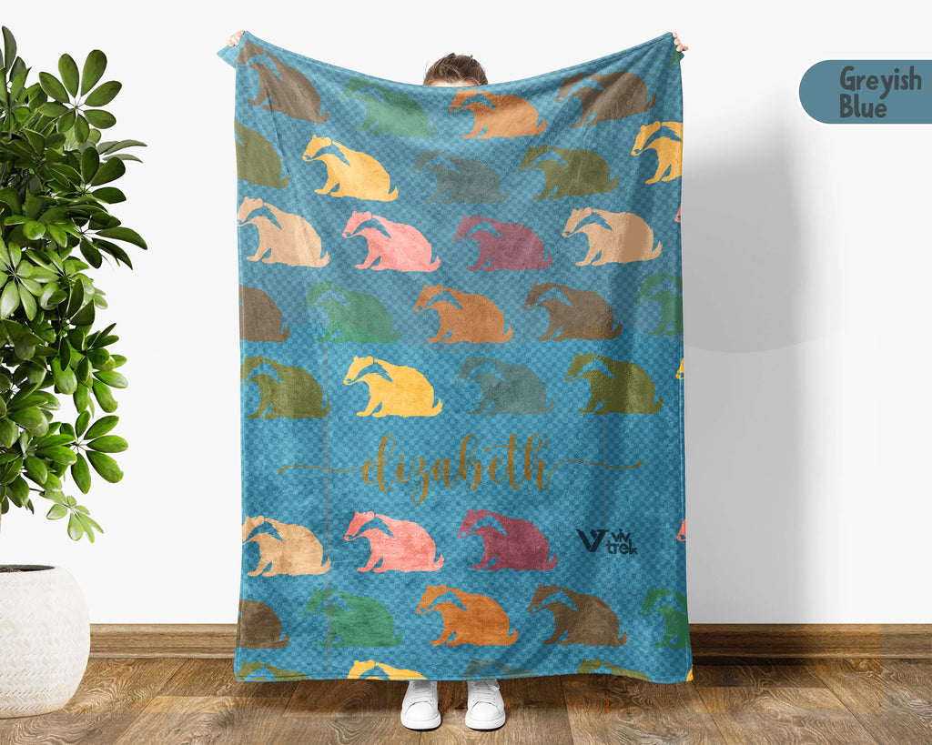 Custom Name Honey Badger Blanket – Personalized Cozy Throw for Nature Fans