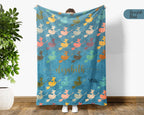 Custom Name Retro Witch Blanket, Personalized Halloween Throw for Cozy Gothic Decor and Magical Autumn Home Spaces