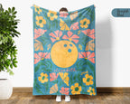 Personalized Bowling Blanket with Custom Name, Cozy Floral Bowling Throw for Kids Teens Adults, Fun Bowler Birthday Christmas Gift