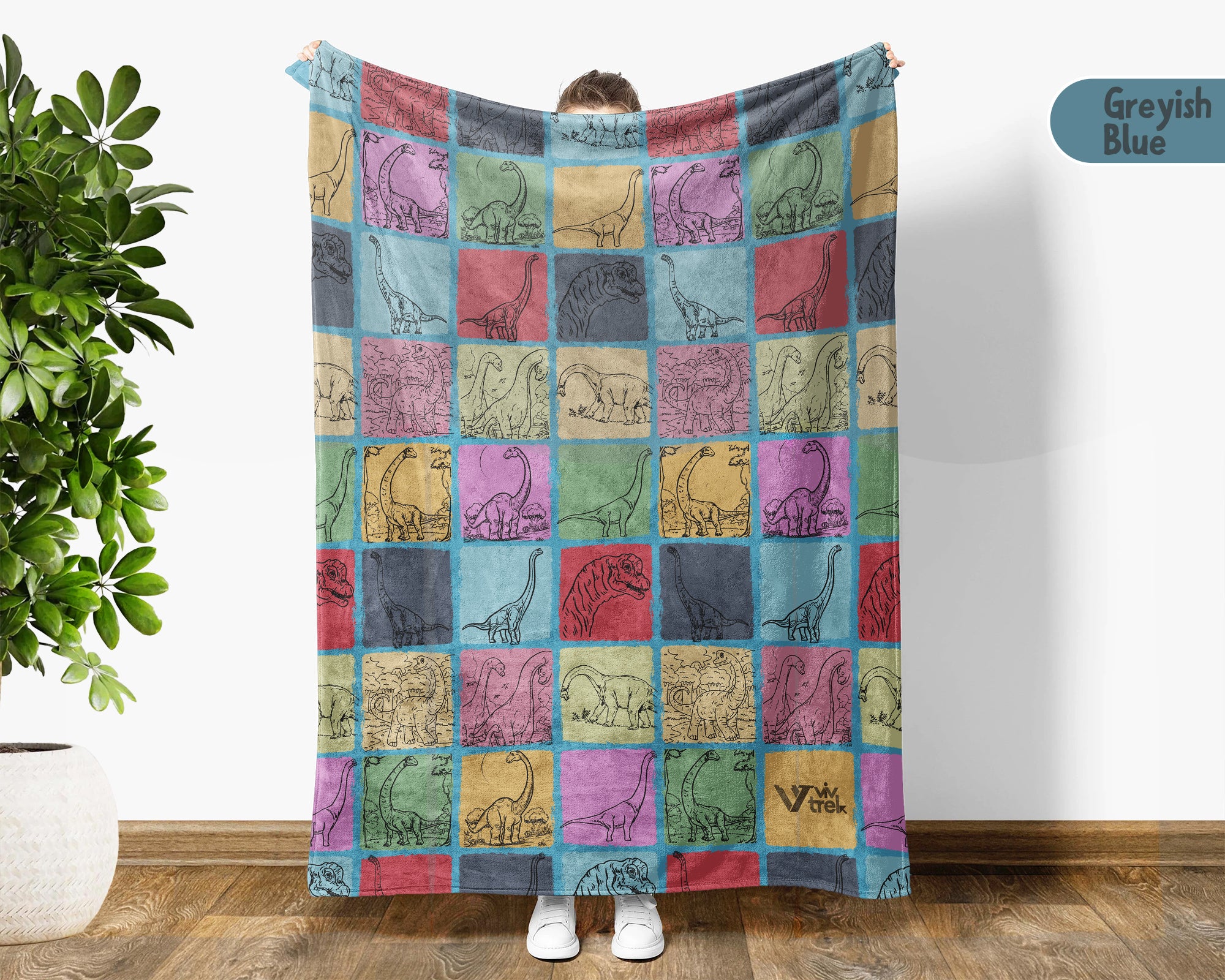 Brachiosaurus Dinosaur Blanket – Cozy Retro Dino Gift Throw