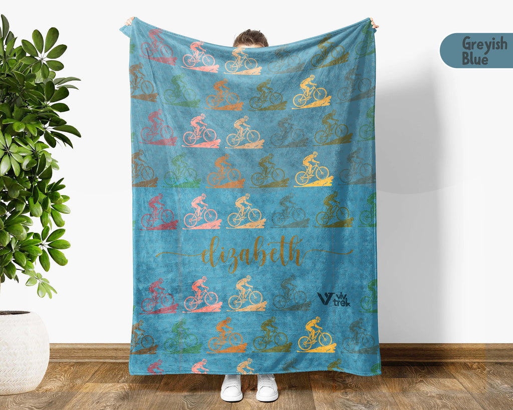 Personalized Cycling Blanket Custom Name Bike Lover Throw Gift