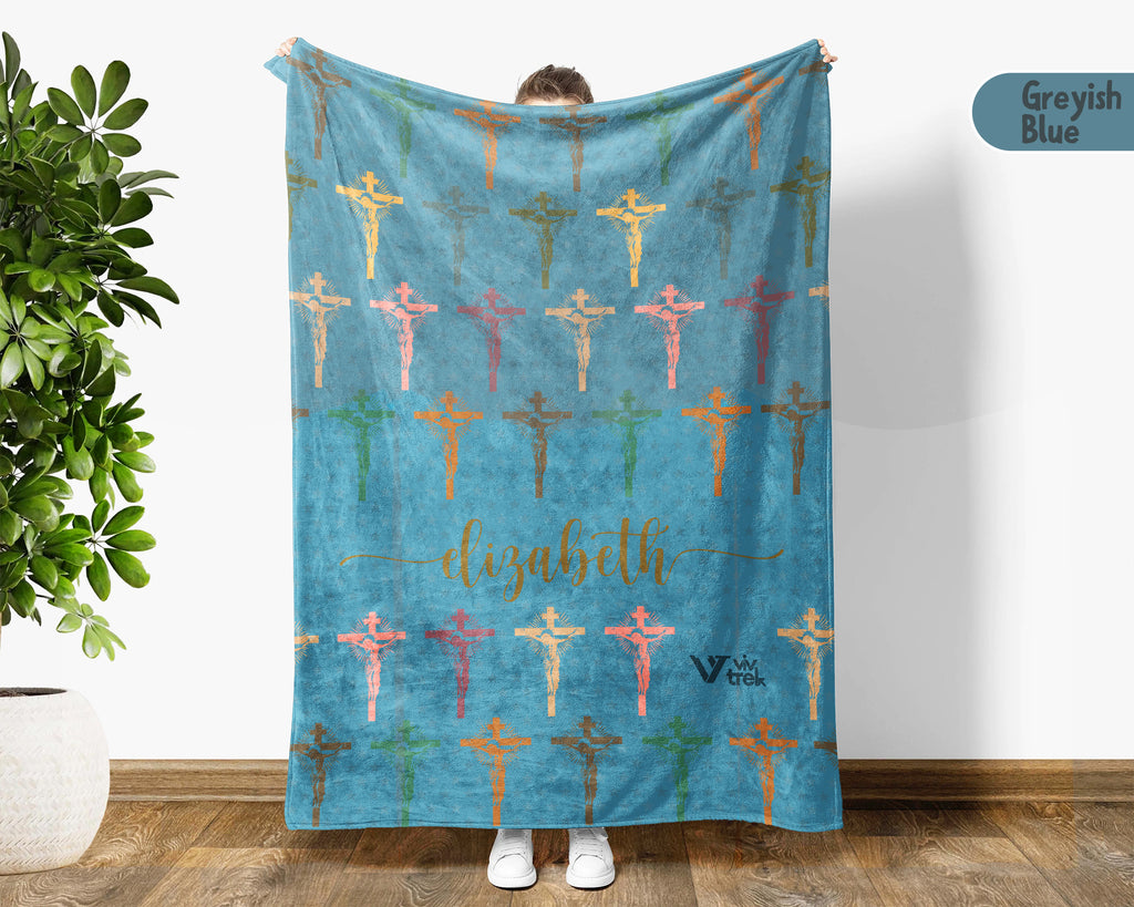 Personalized Christian Faith Blanket with Name, Cozy Custom Name Jesus Throw Gift for Believers, Religious Inspirational Home Decor