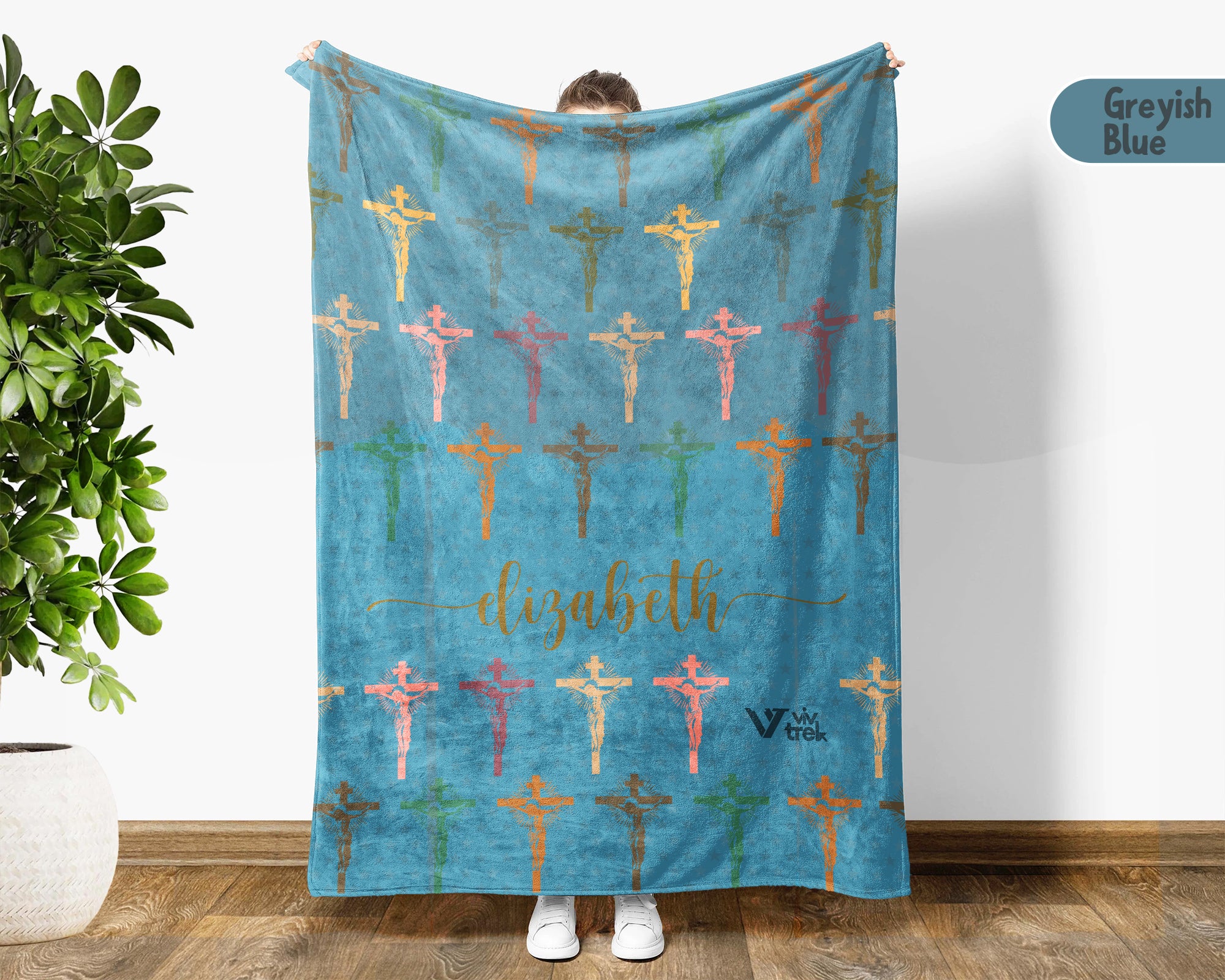 Personalized Christian Faith Blanket with Name, Cozy Custom Name Jesus Throw Gift for Believers, Religious Inspirational Home Decor