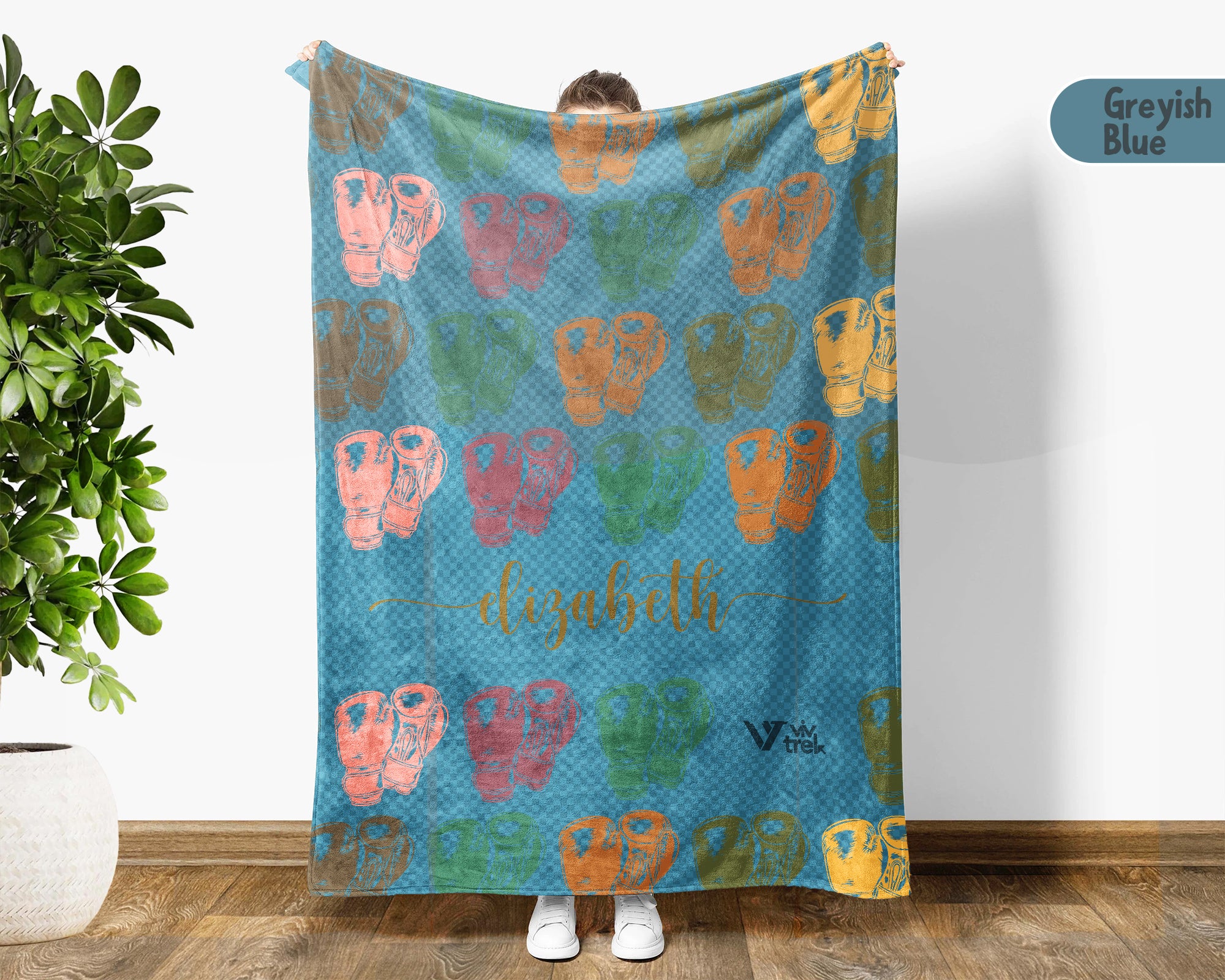 Custom Name Boxing Lover Blanket Sporty Throw Cozy Personalized Gift Soft Fitness Decor for Boxing Fans Home