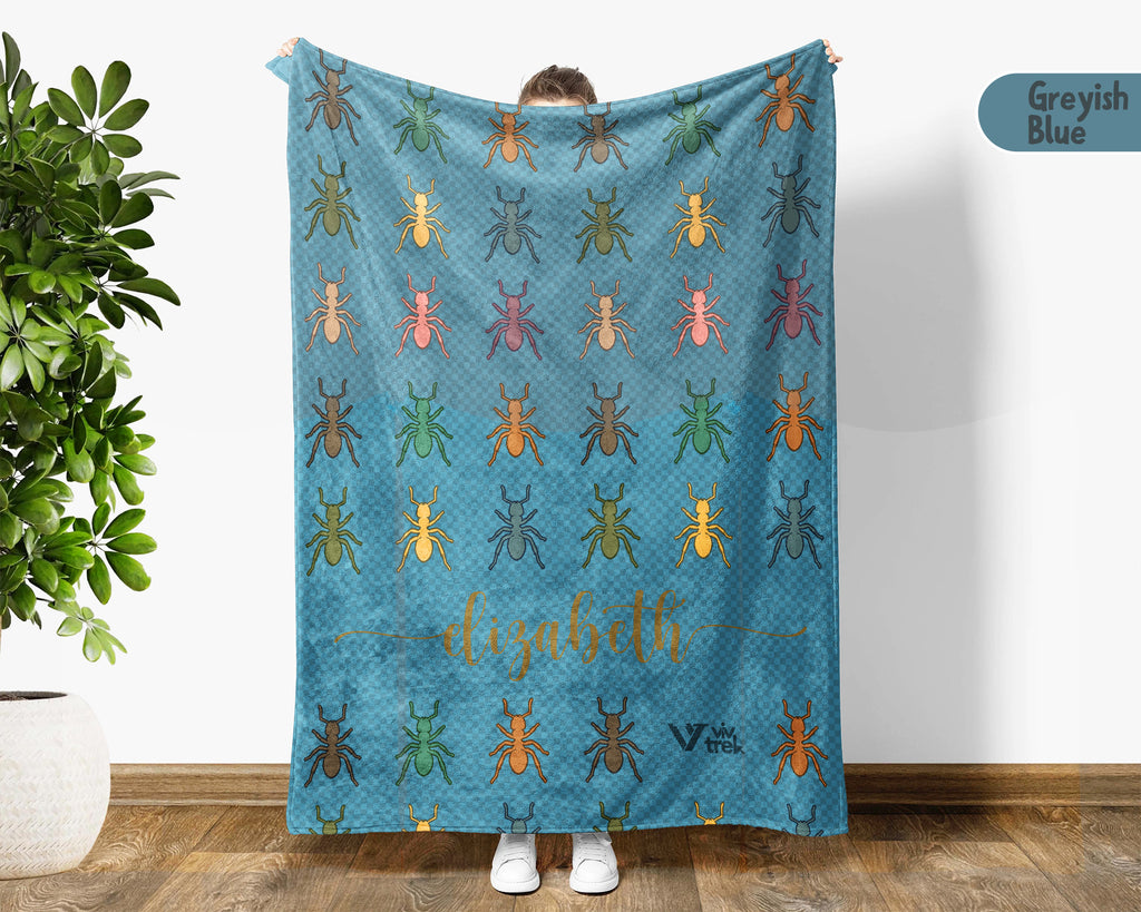 Personalized Ant Insect Throw Custom Name Bug Lover Blanket Retro Ant Farm Design Science Nature Entomologist Gift Home Accent