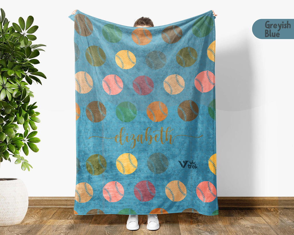 Personalized Name Baseball Throw Blanket – Cozy Gift for Baseball Lovers
