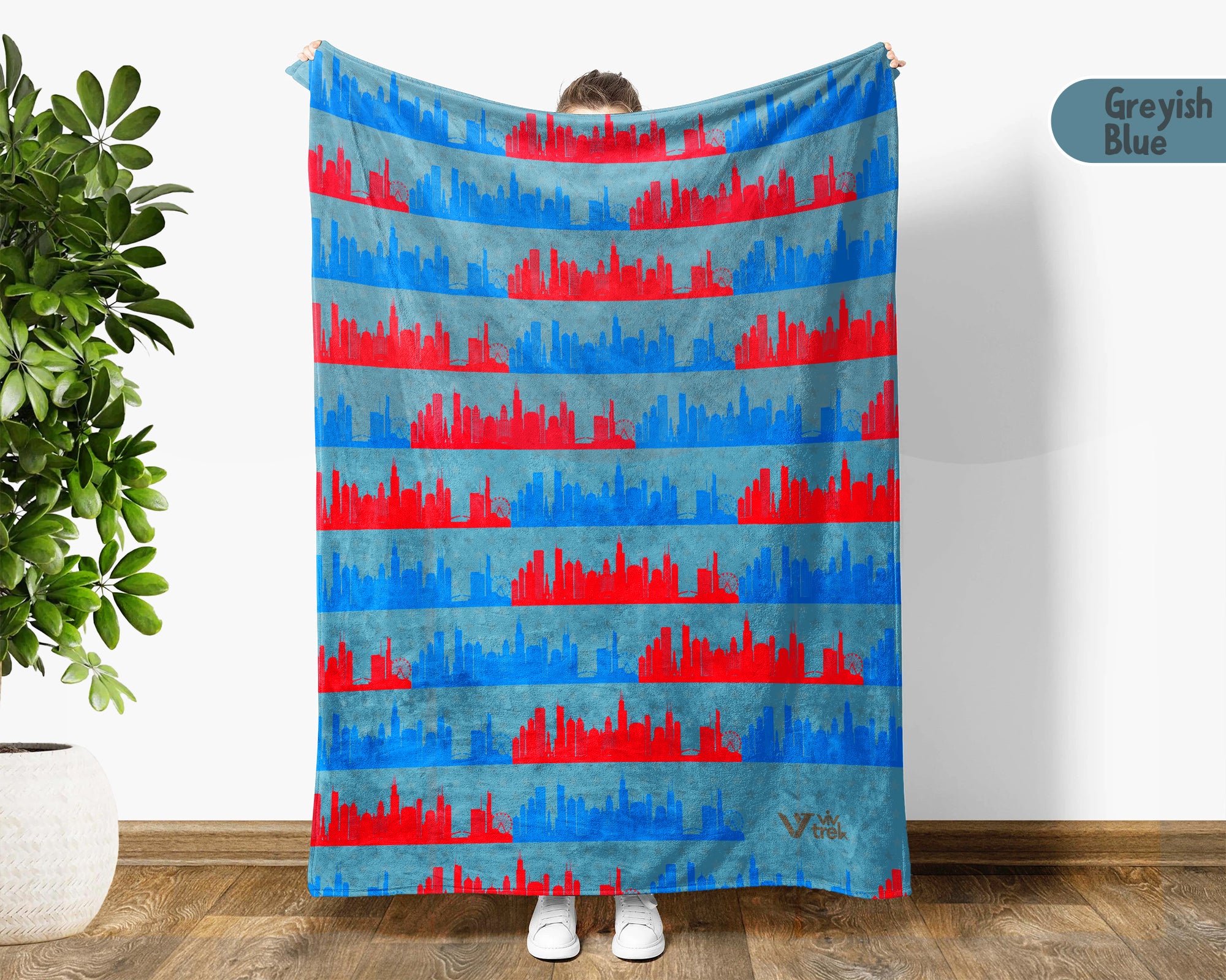 Retro Chicago City Map Blanket Throw, Cozy Windy City Decor, Skyline Design, Illinois Pride Gift, Urban Sofa Throw Blanket