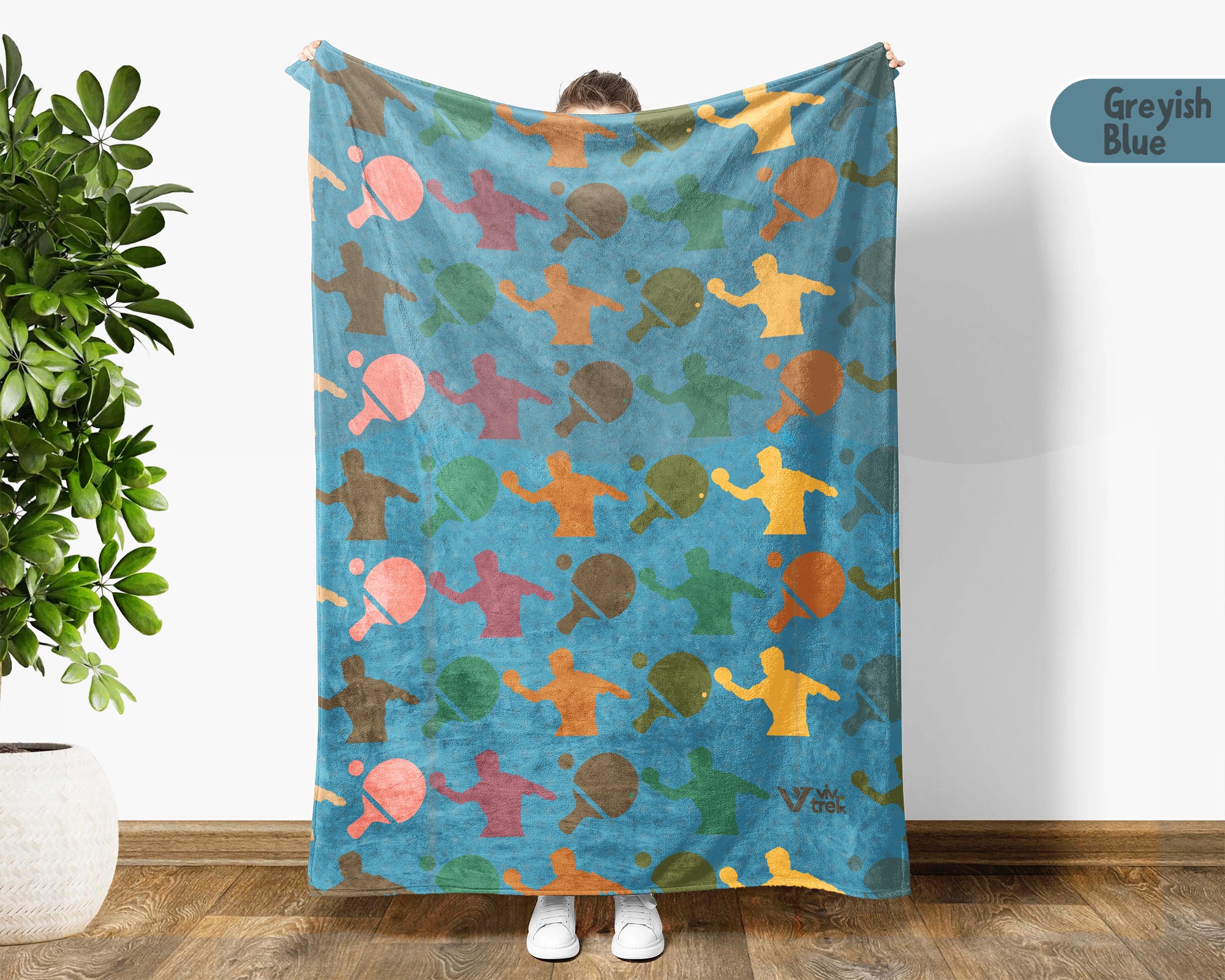 Retro Ping Pong Blanket Cozy Table Tennis Throw Soft Sports Decor Unique Player Gift for Game Lovers