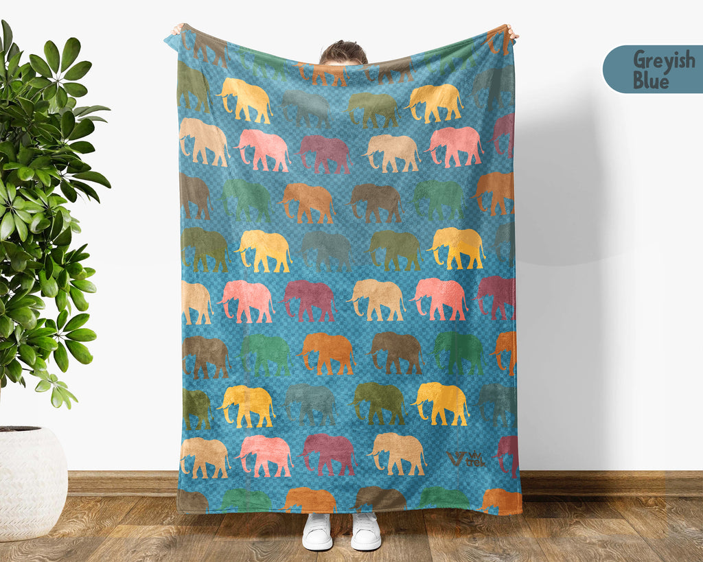 Retro Elephant Throw – Cozy Wildlife Animal Lover Blanket