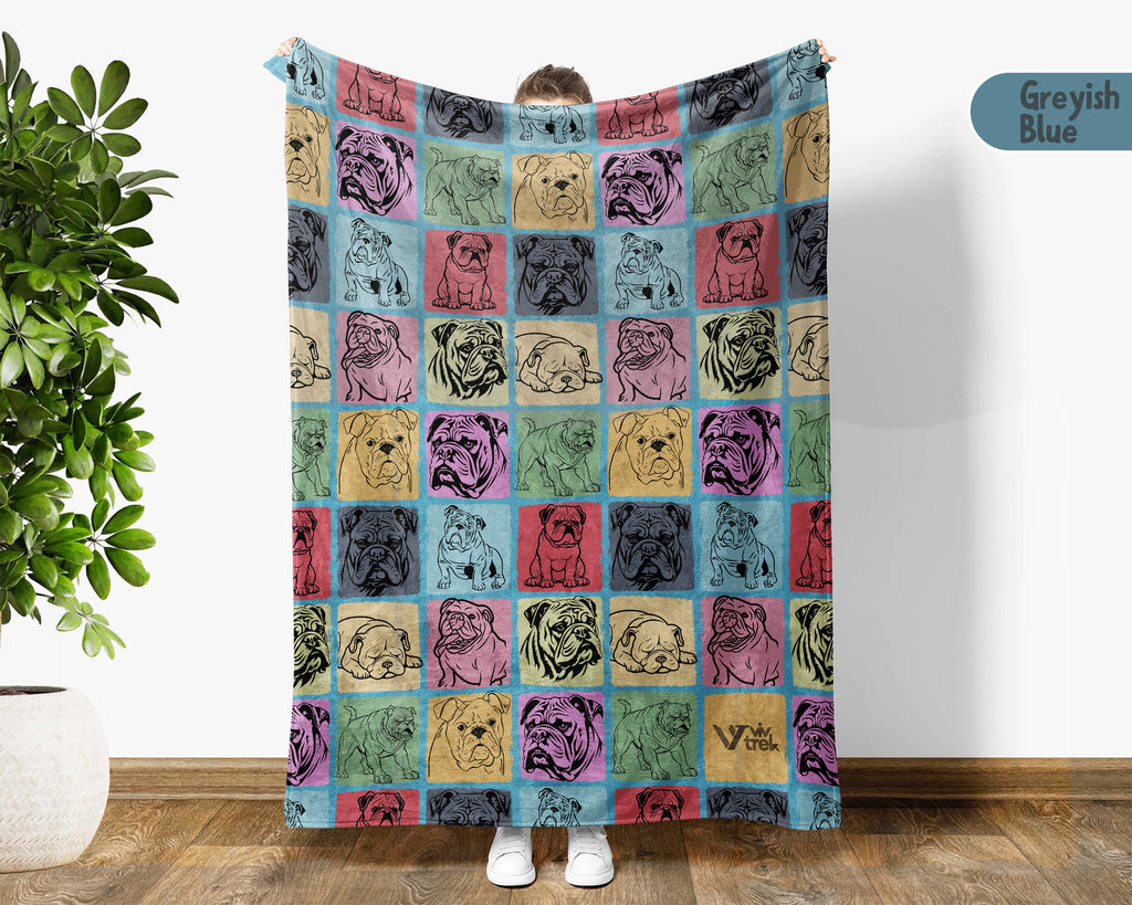 Vintage Bulldog Blanket – Easily Distracted Dog Lover Throw Gift