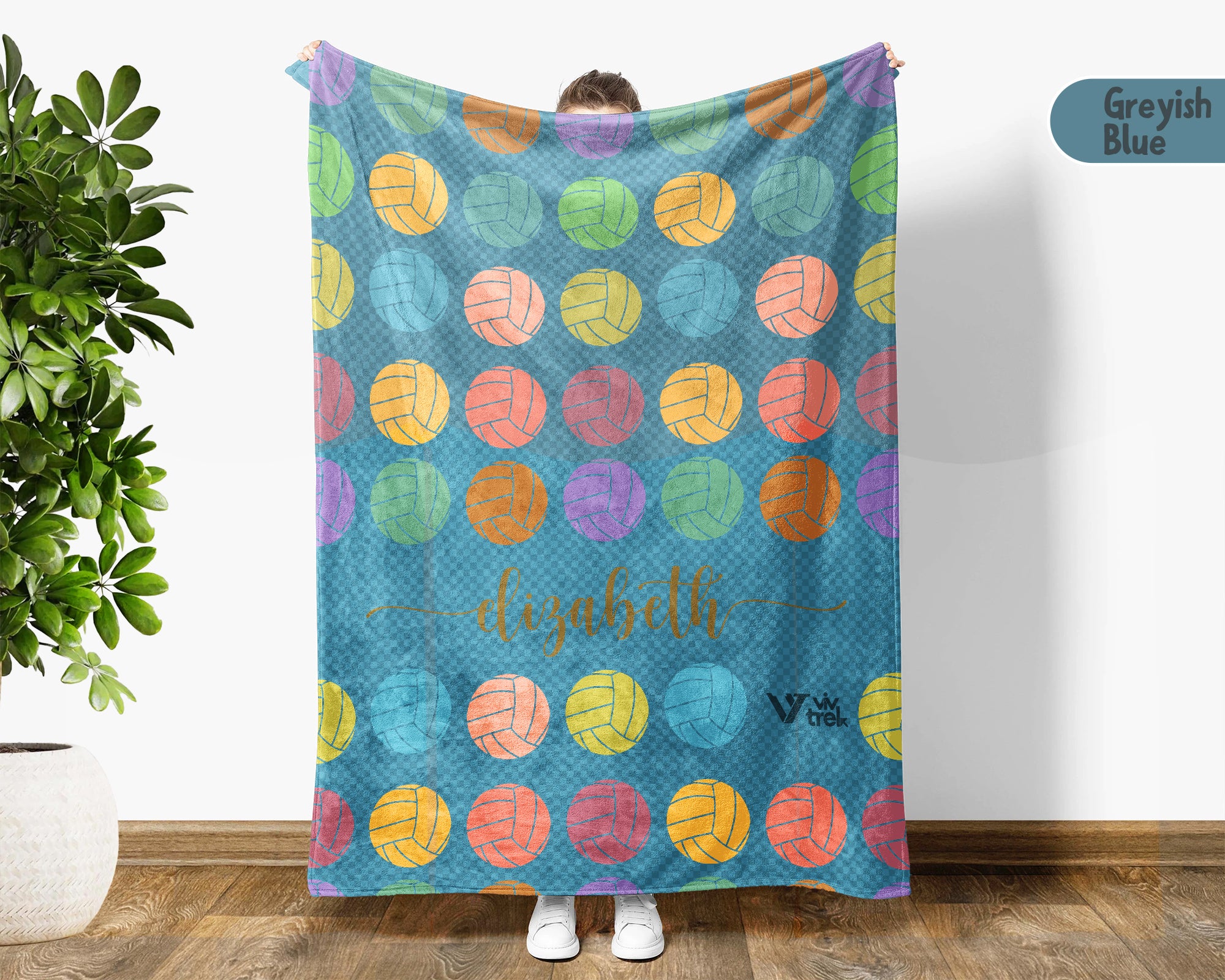 Personalized Volleyball Lover Blanket Custom Name Vintage Sports Throw Cozy Fleece Athlete Gift Soft Home Decor Accent Piece
