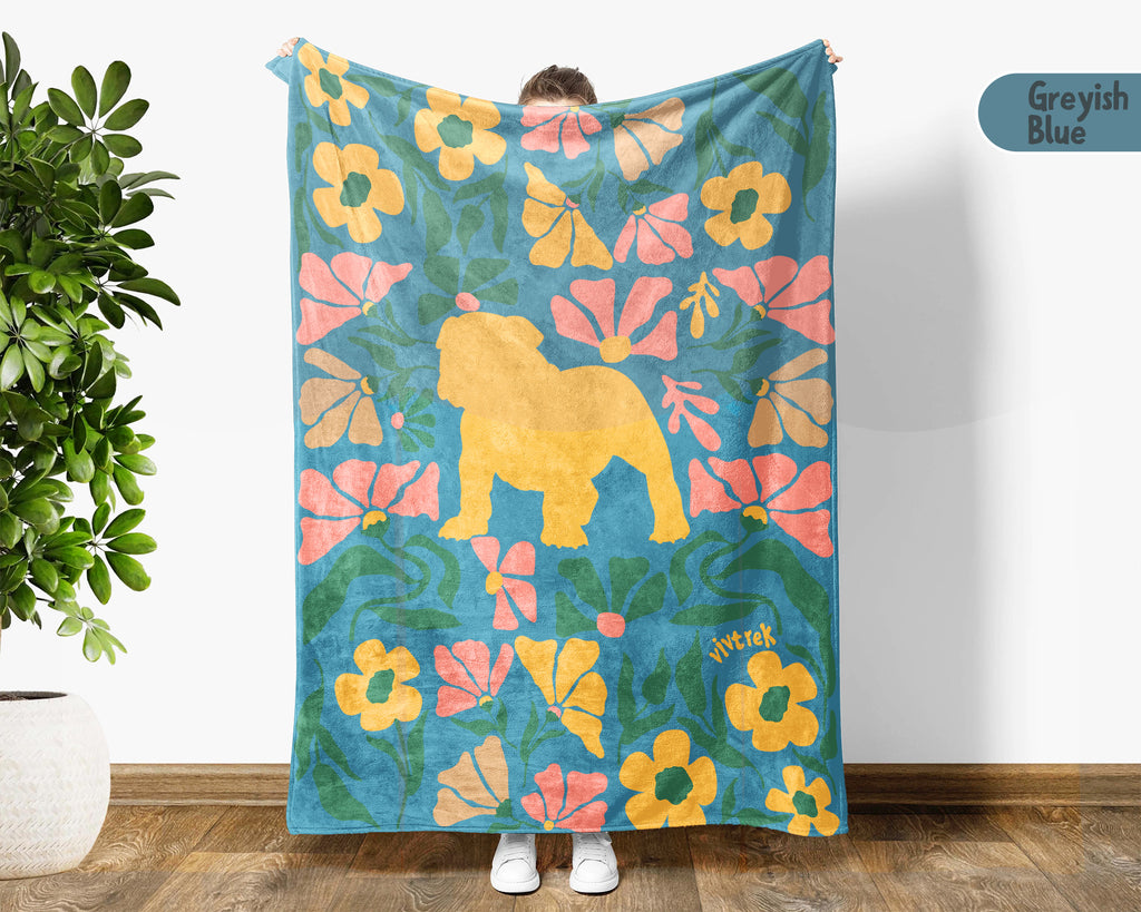 English Bulldog Blanket – Cozy Wildflower Dog Lover Throw