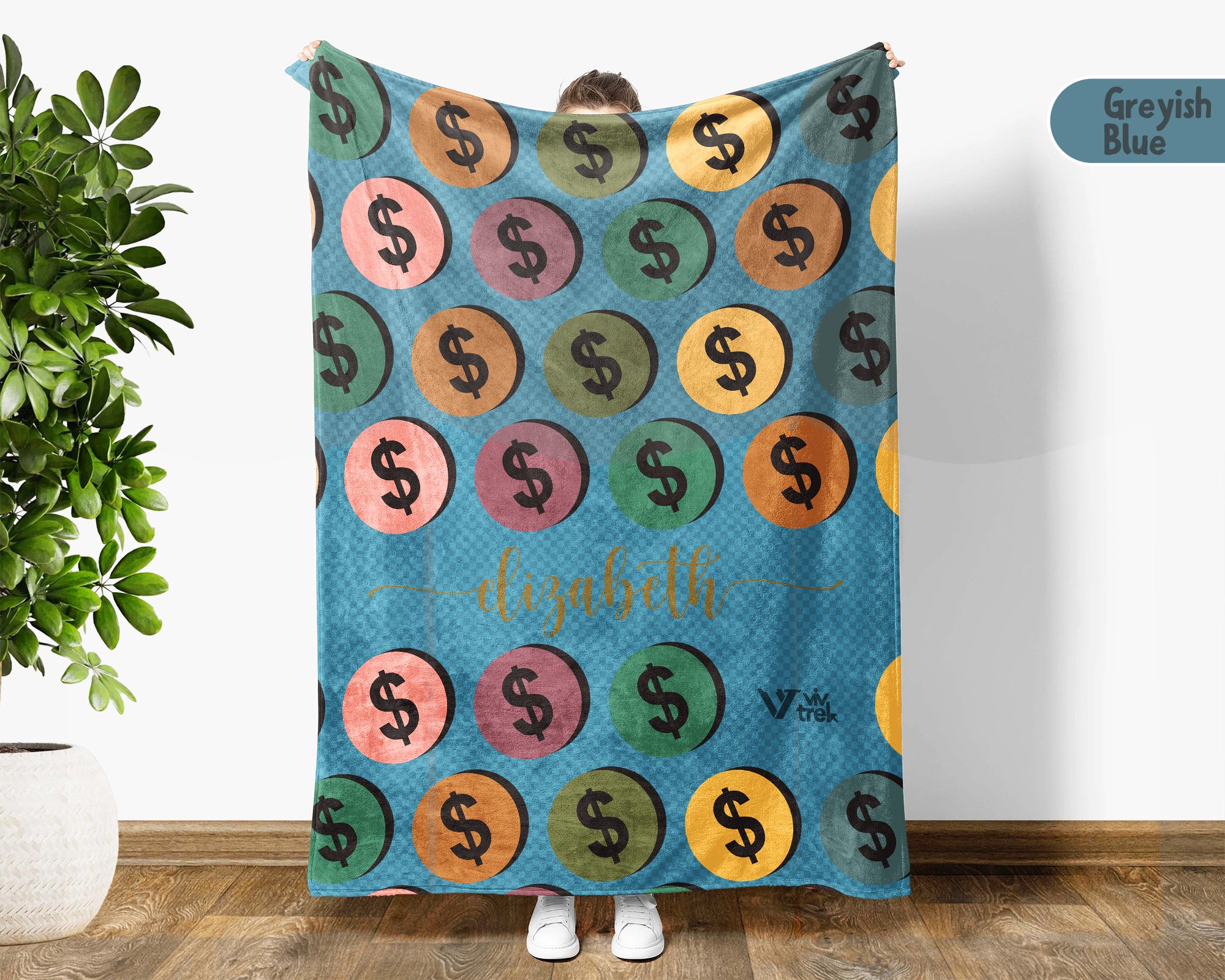 Personalized Name Numismatics Blanket, Custom Retro Coin Collection Throw for Bullion Enthusiasts, Cozy Hobby Room Decor