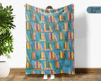 Retro Reading Lover Blanket Cozy Book Throw for Readers Soft Fleece Library Inspired Decor Unique Bookworm Gift