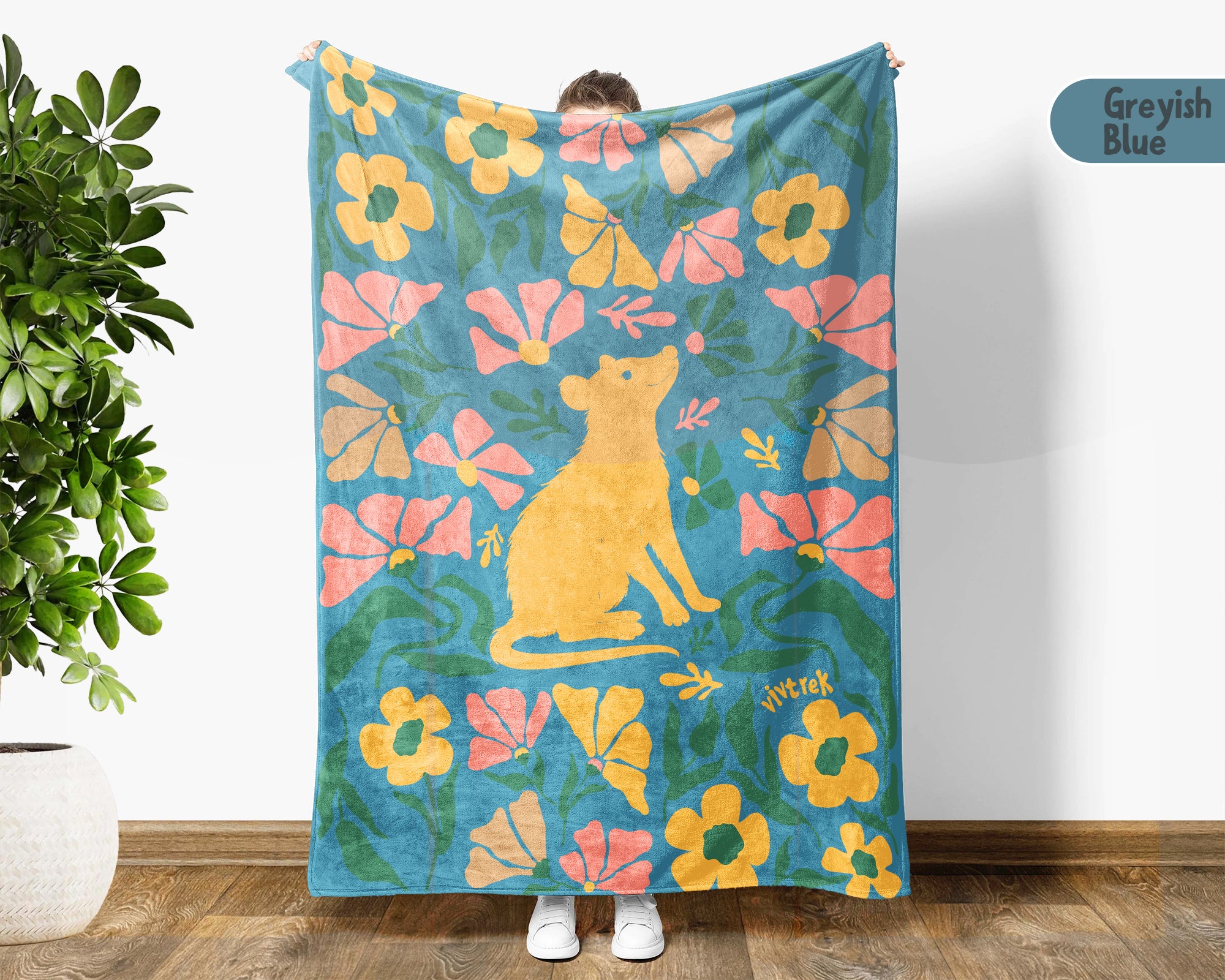 Floral Possum Blanket – Cozy Vintage Opossum Lover Throw Gift