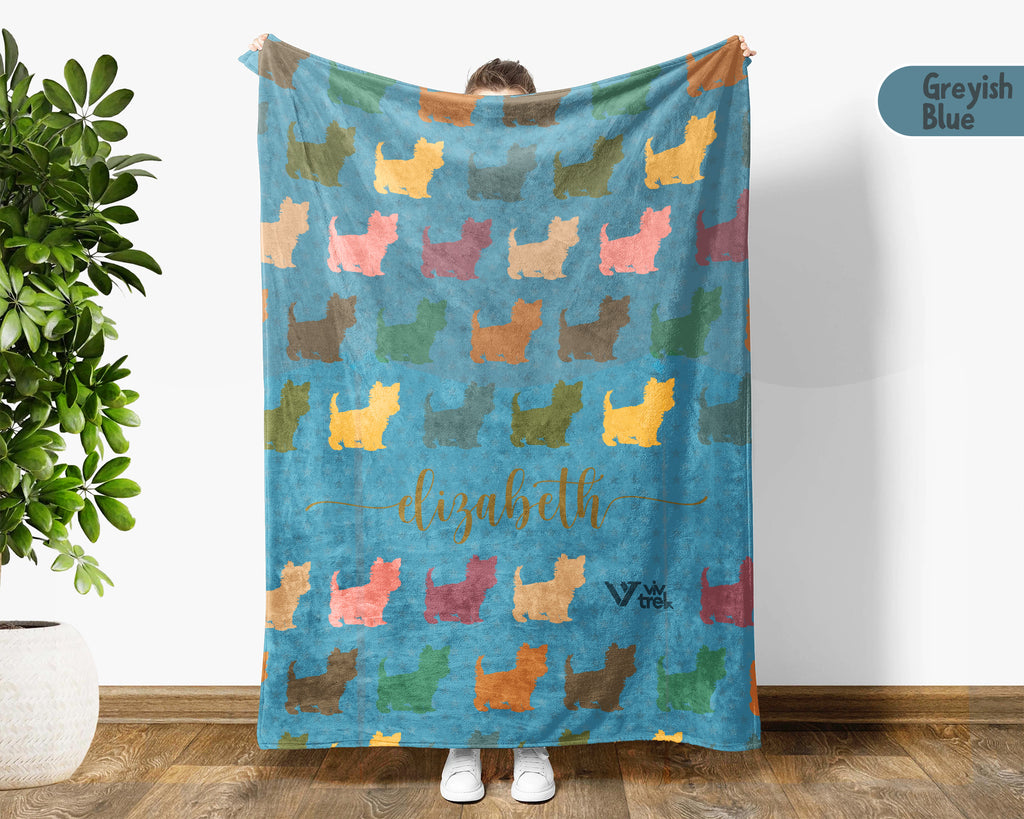 Personalized Yorkshire Terrier Blanket Custom Name Retro Puppy Throw Cozy Yorkie Dog Lover Gift Blanket for Home Decor and Gifts