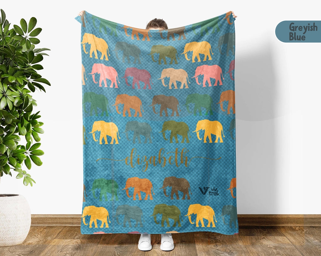 Custom Nane Elephant Blanket – Personalized Cozy Throw for Wildlife Fans