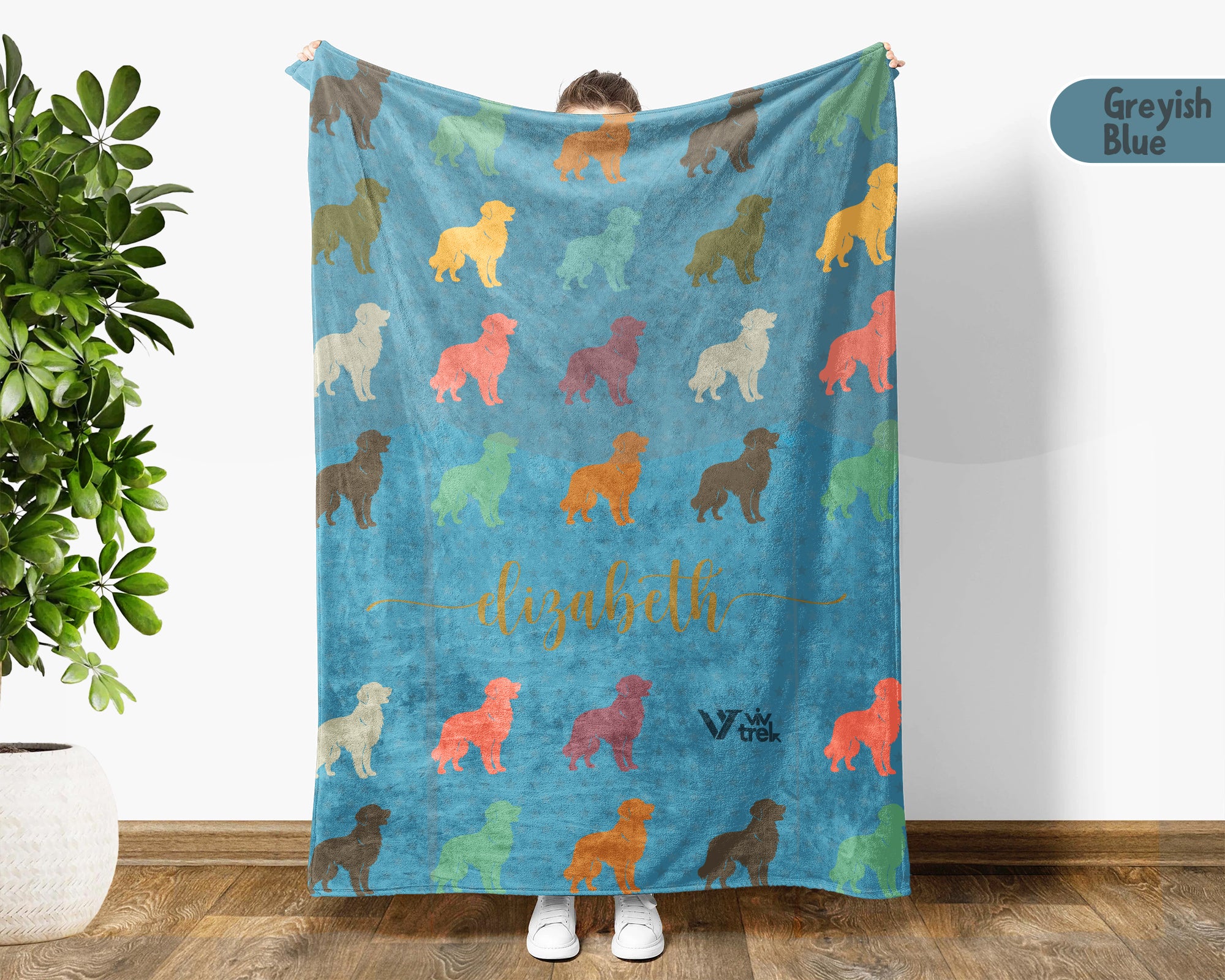 Personalized Golden Retriever Blanket Custom Name Dog Lover Throw Vintage Retro Canine Cozy Fleece Soft Graphic Home Decor Gift Accent