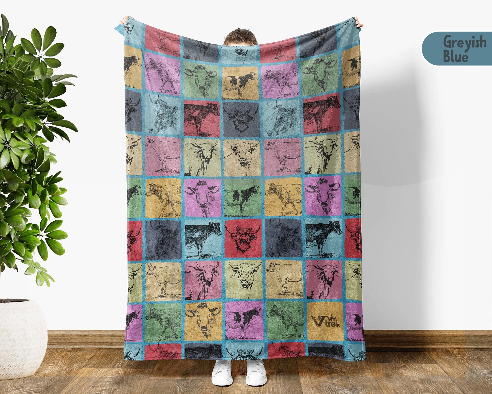 Vintage Cow Blanket Gift for Dairy Farmer Cozy Farm Animal Throw Cattle Lover Decor Soft Rustic Ranch Inspired Home Gift