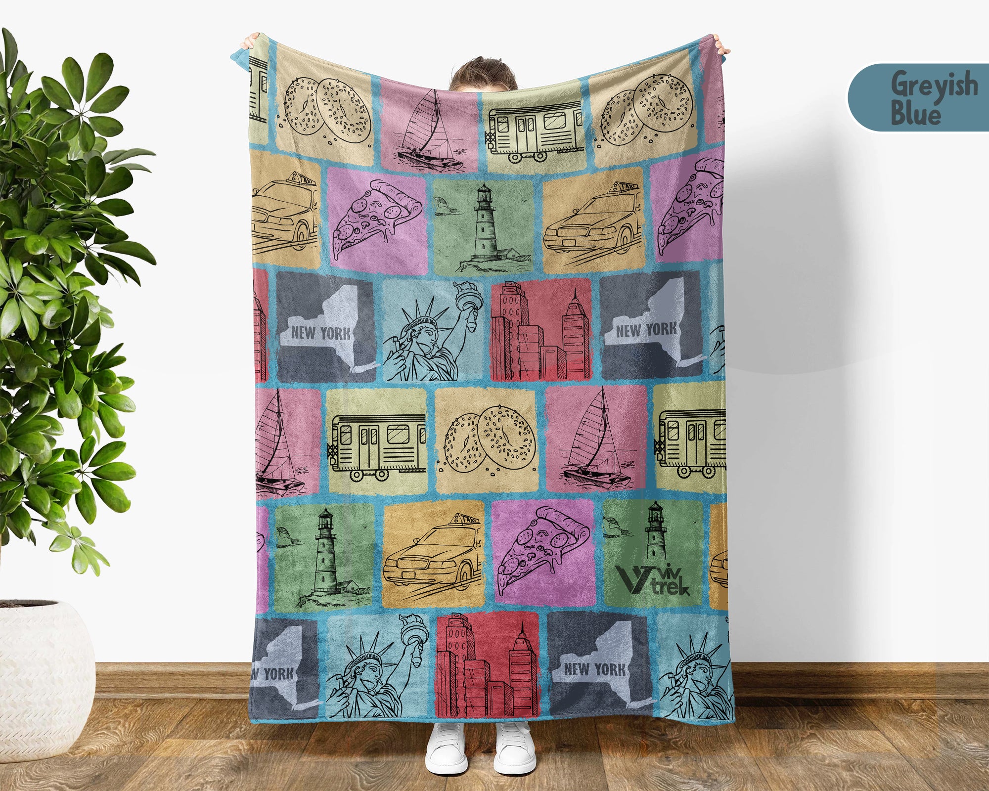 Retro New York State Blanket, 4th of July Patriotic Cozy Throw, Vintage NY Lover Fleece, Empire State Inspired American Home Gift