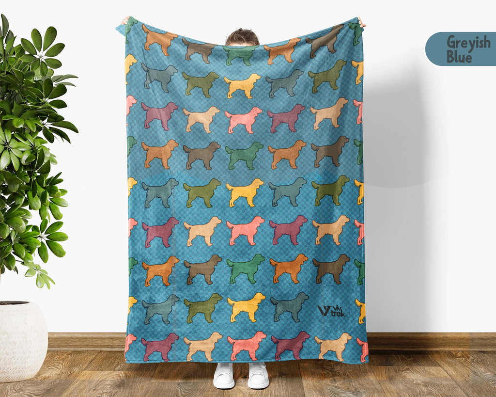 Retro Boykin Spaniel Dog Throw Blanket, Waterfowl Hunter Gift, Sporting Breed Cozy Home Decor and Cabin Accessory