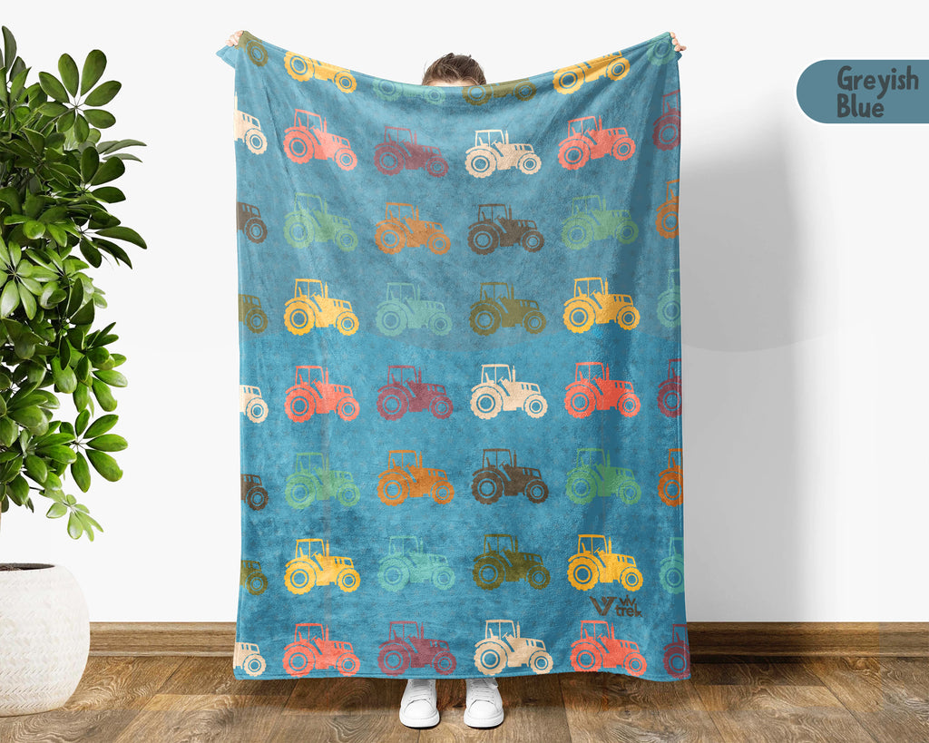 Retro Farming Blanket Gift for Country Lovers, Cozy Tractor Field Throw, Farmhouse Decor Accent for Bedroom and Living Spaces