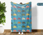 Retro Farming Blanket Gift for Country Lovers, Cozy Tractor Field Throw, Farmhouse Decor Accent for Bedroom and Living Spaces