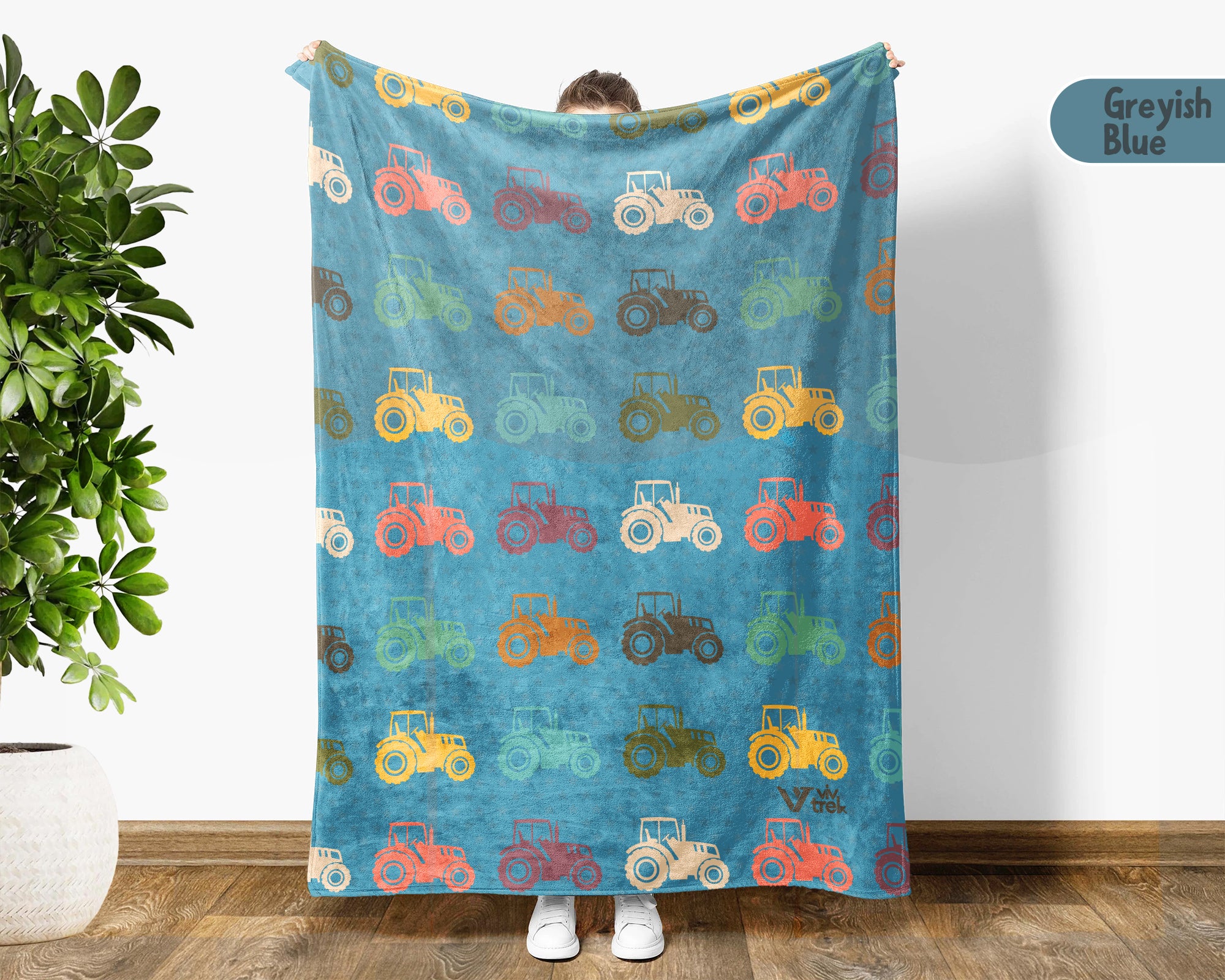 Retro Farming Blanket Gift for Country Lovers, Cozy Tractor Field Throw, Farmhouse Decor Accent for Bedroom and Living Spaces