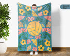 Floral Volleyball Blanket – Cozy Throw for Volleyball Lovers