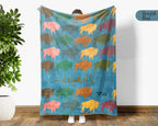 Custom Buffalo Blanket Personalized Name Wildlife Throw Retro Bison Graphic Cozy Rustic Home Decor Unique Western Gift Idea