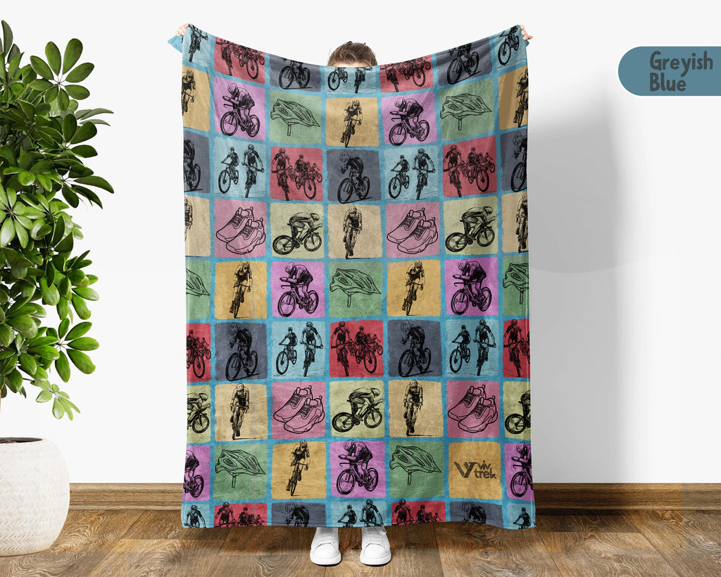 Vintage Cycling Blanket for Bicycle Lovers and Mountain Bike Fans