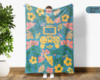 Floral Video Gaming Blanket – Cozy Gamer Throw for Kids, Teens & Adults