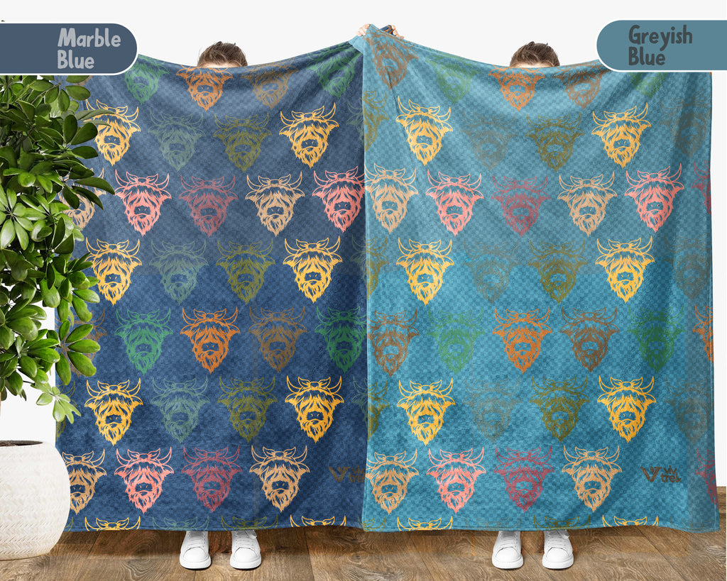 Retro Highland Cow Blanket Cozy Farm Animal Throw Rustic Ranch Style Decor Soft Highland Cattle Gift Unique Home Accent