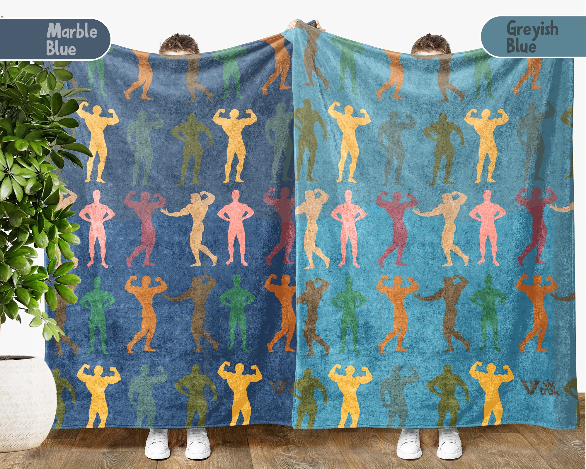 Retro Bodybuilding Blanket, Gym Lover Fitness Throw Gift
