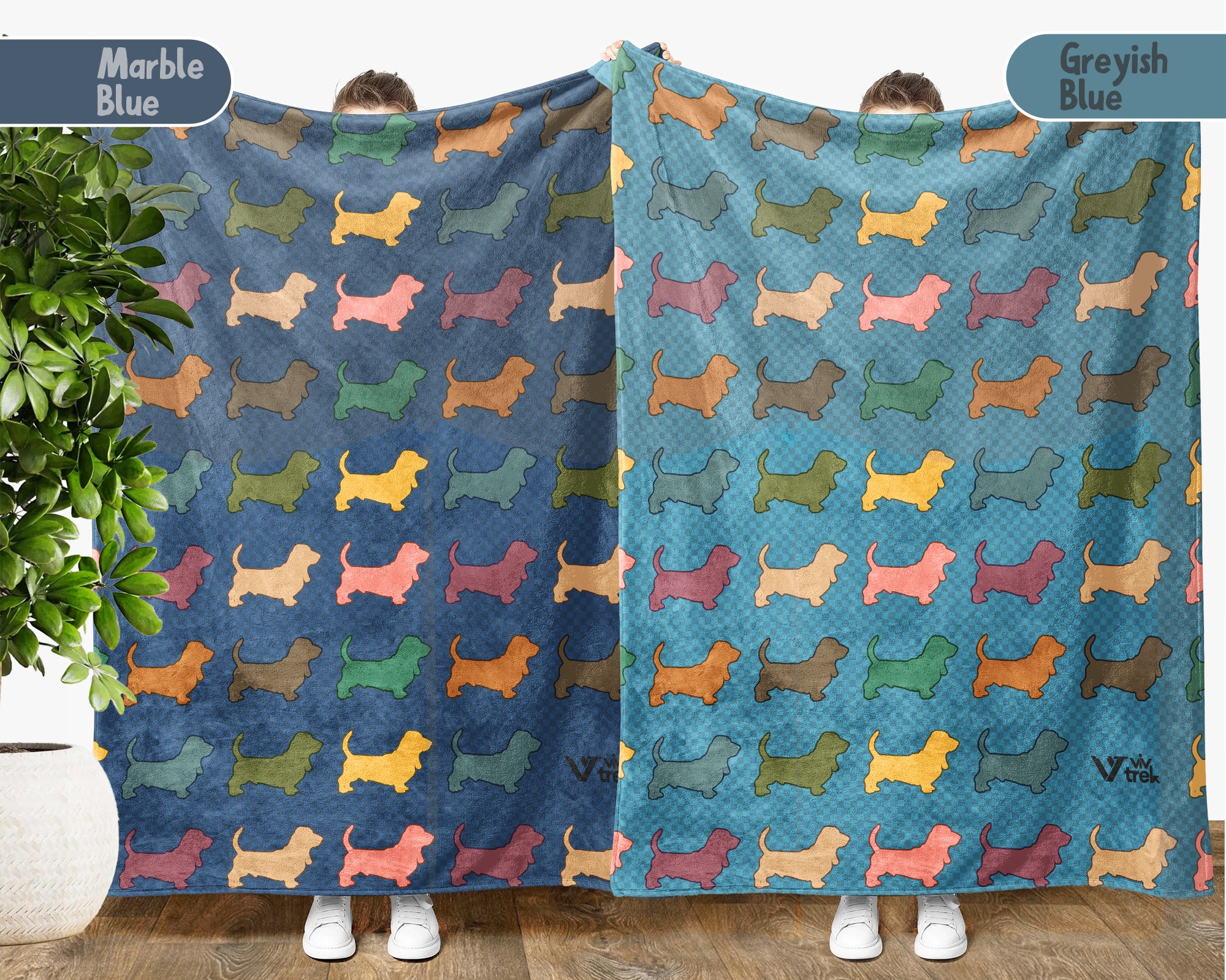 Retro Basset Hound Dog Throw Blanket, Puppy Lover Gift, Cozy Hound Breed Home Decor, Long Ear Canine House Accessory