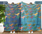 Personalized Whale Blanket Custom Name Ocean Lover Throw Retro Sea Life Decor Cozy Nautical Gift Unique Home Accent Idea
