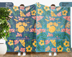 Floral Drummer Blanket with Custom Name, Cozy Wildflower Drum Kit Throw for Kids Teens Adults, Music Lover Gift