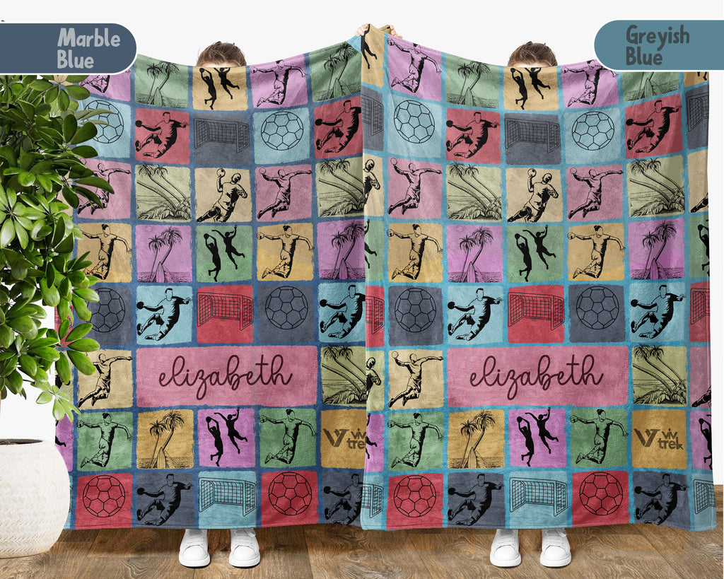 Personalized Handball Blanket Custom Name Sport Throw Cozy Athletic Decor Unique Gift for Player Fan Team Spirit Home Accent