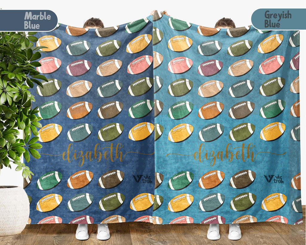Custom Retro Football Blanket, Personalized Sports Throw for Athlete Fans Game Room Decor and Cozy Gift Ideas