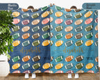 Custom Retro Football Blanket, Personalized Sports Throw for Athlete Fans Game Room Decor and Cozy Gift Ideas