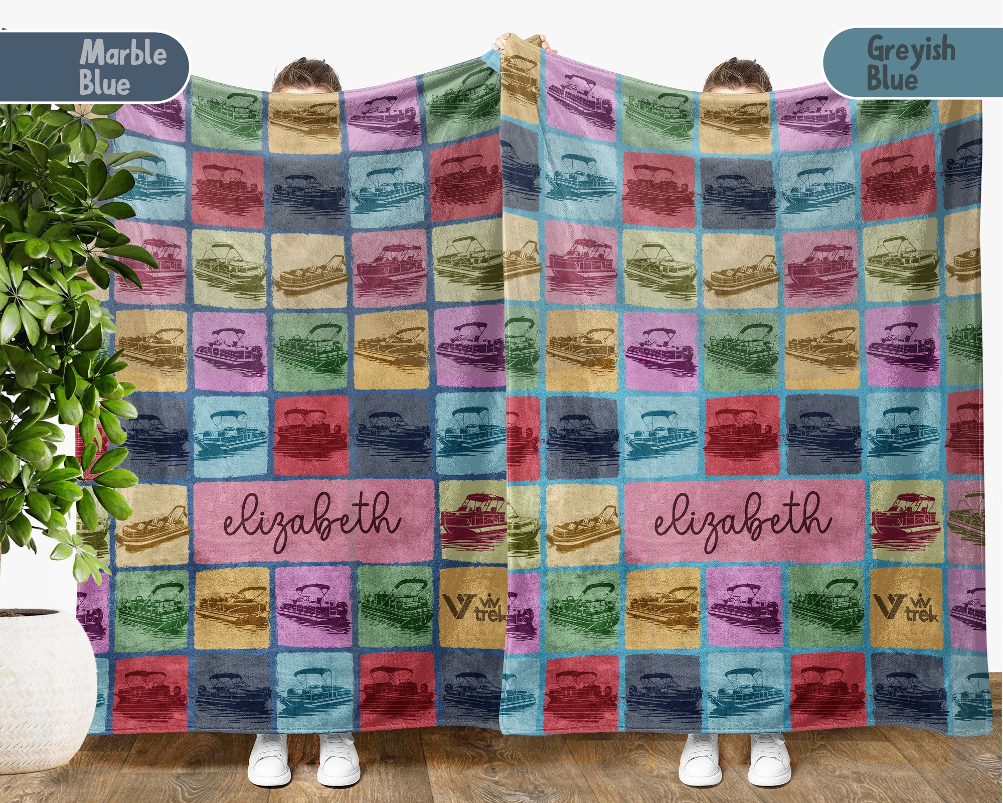 Personalized Pontoon Boat Blanket – Custom Name Nautical Lover Throw