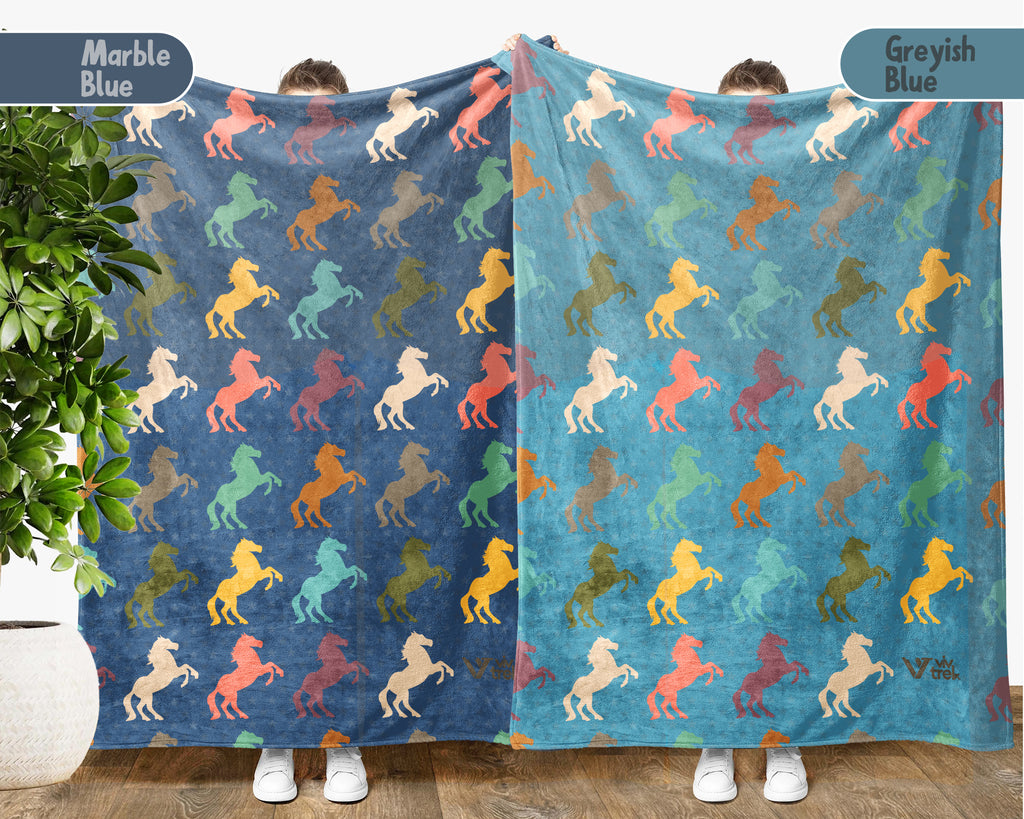 Retro Horse Lover Blanket – Cozy Western Equestrian Throw