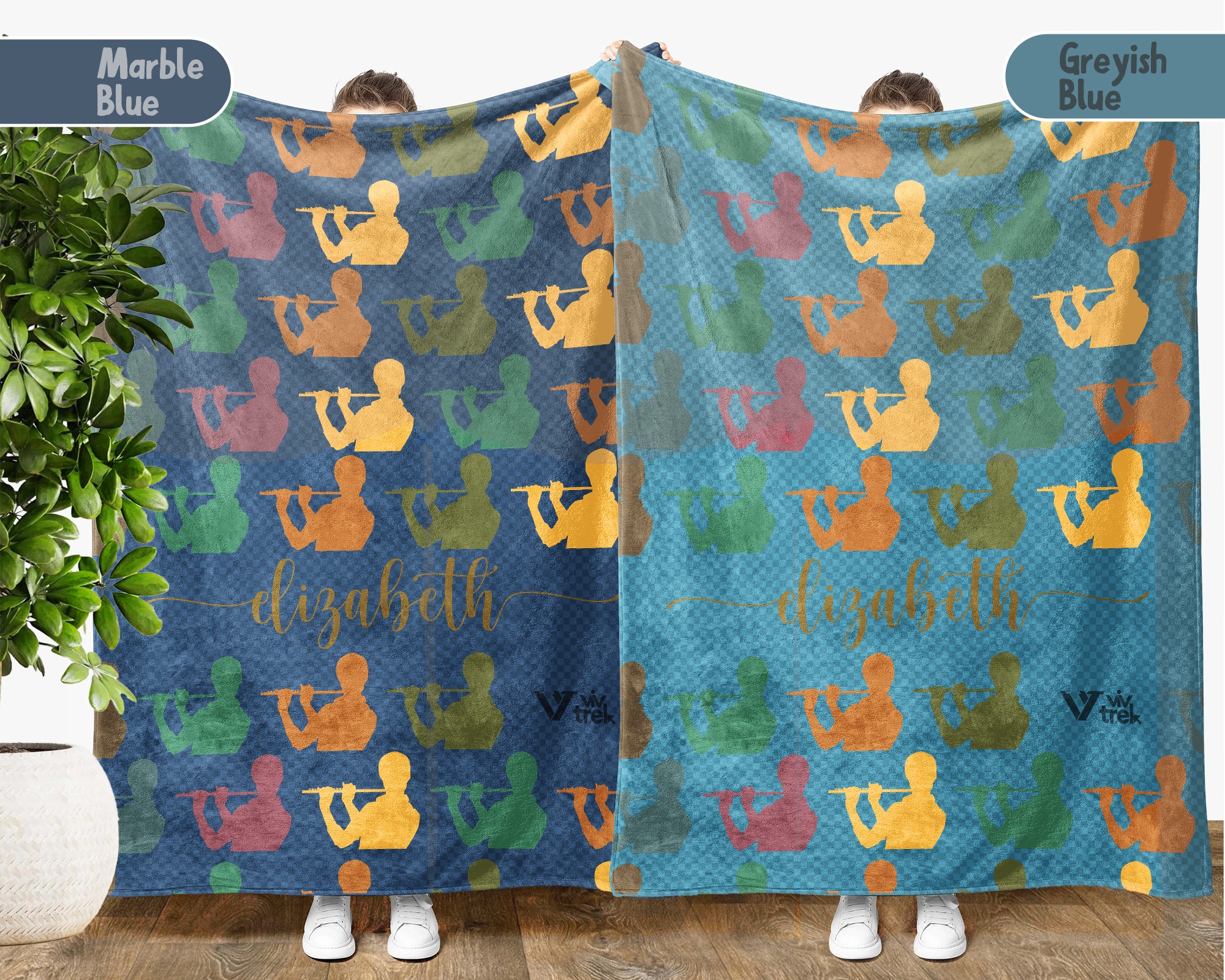 Custom Name Flute Blanket – Personalized Cozy Throw for Music Fans