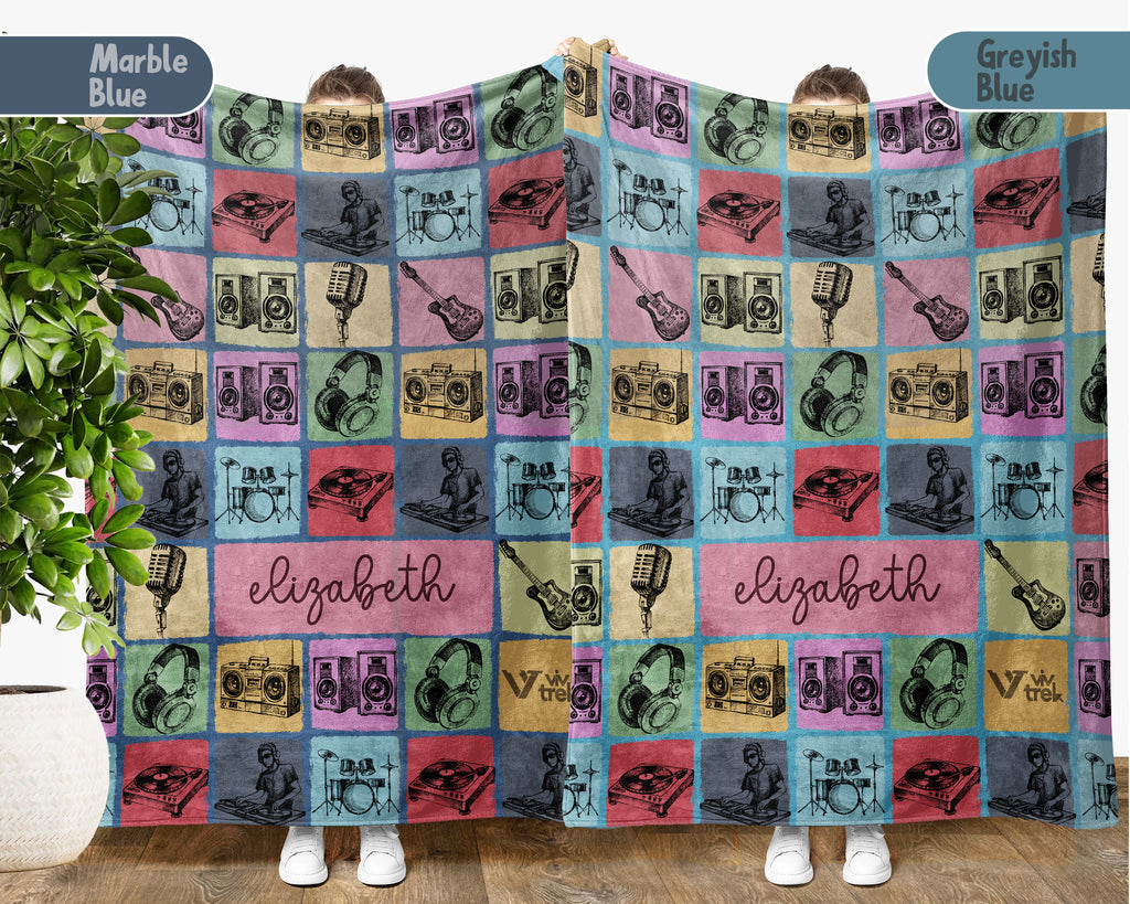 Custom Name DJ Blanket – Personalized Music Lover Throw Gift