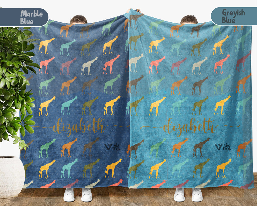 Custom Name Giraffe Throw Blanket – Personalized Wildlife Lover Gift