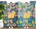 Floral Custom Name Guinea Pig Blanket, Floral Pet Lover Throw, Cozy Wildflower Blanket for Kids Teens Adults Gift
