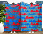 Retro Boston City Map Blanket Throw, Cozy New England Decor, Historic Cityscape Design, Massachusetts Pride Gift Blanket