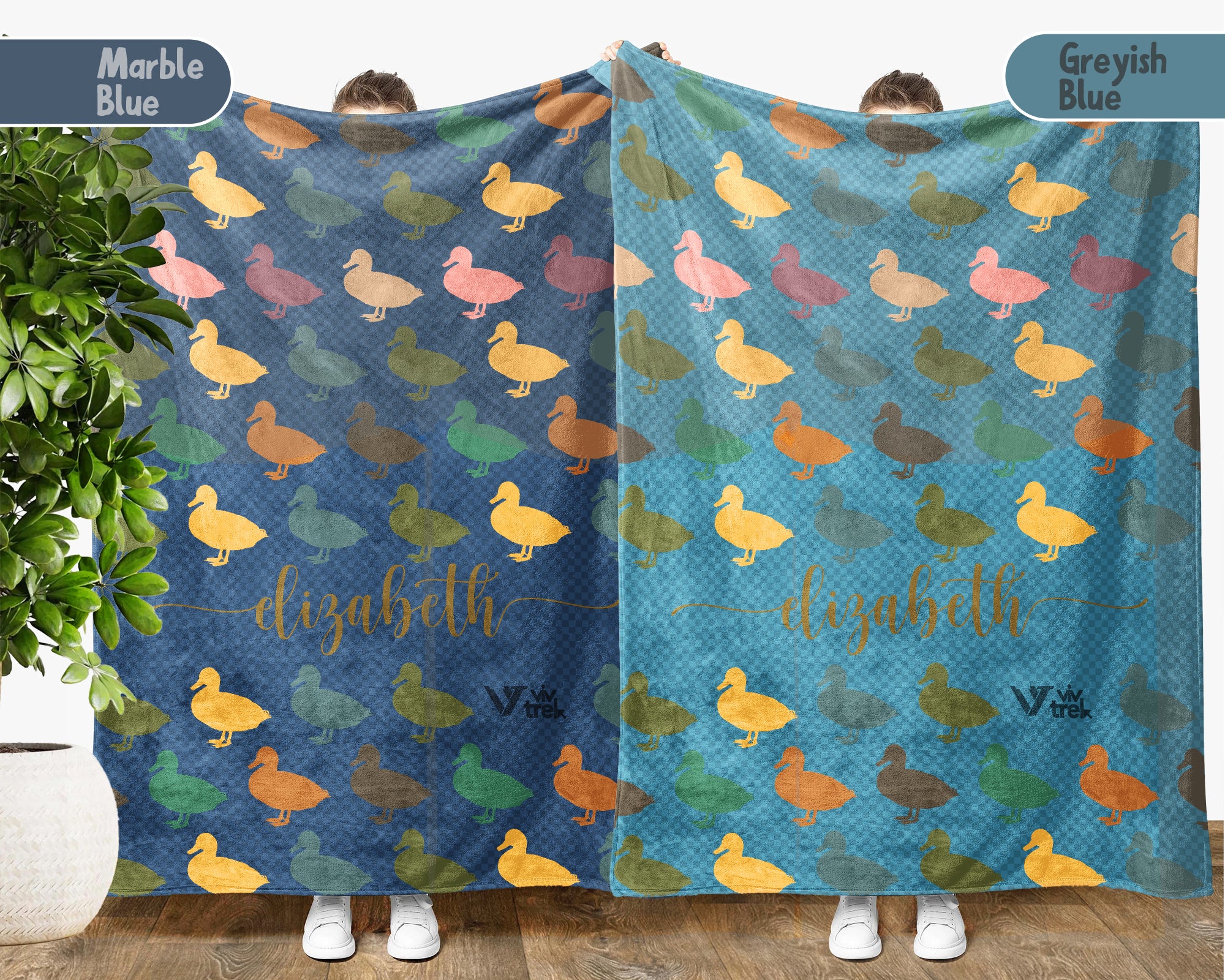 Custom Name Duck Lover Blanket – Vintage Wildlife Farm Animal Throw