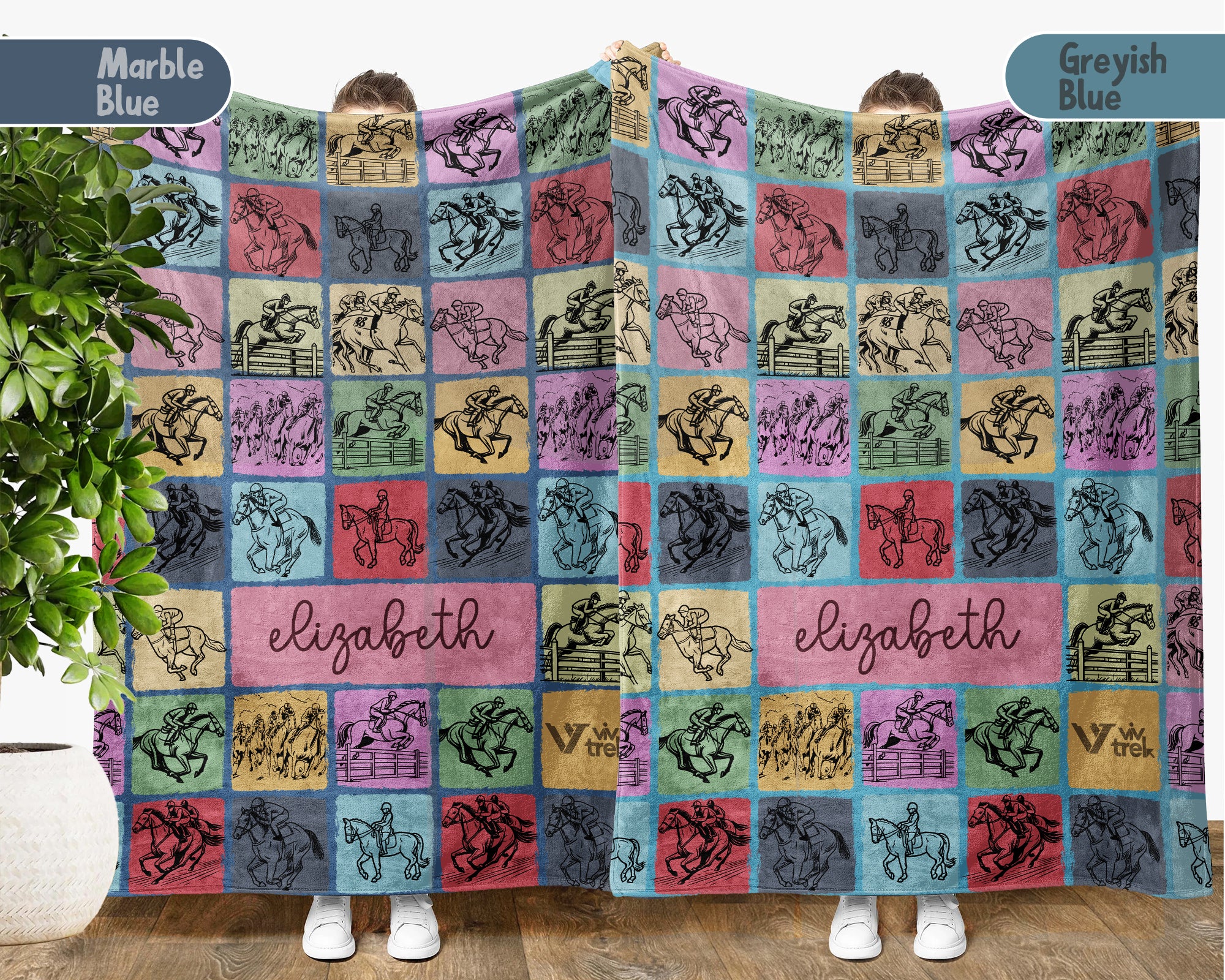 Personalized Horse Racing Blanket Cozy Custom Name Throw Soft Equestrian Decor Unique Racing Fan Gift for Home